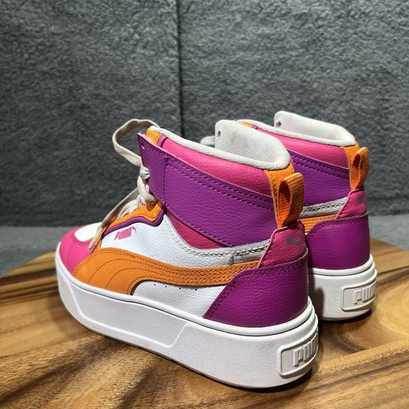 Puma Karmen Rebelle Mid Lace Up Youth‎ Girls White Sneakers Size 5.5 38872903 - Picture 6 of 12